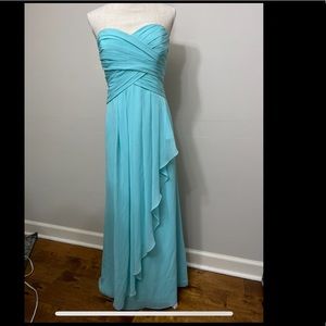 David’s bridal bridesmaids dress size 14 the color spa strapless chiffon